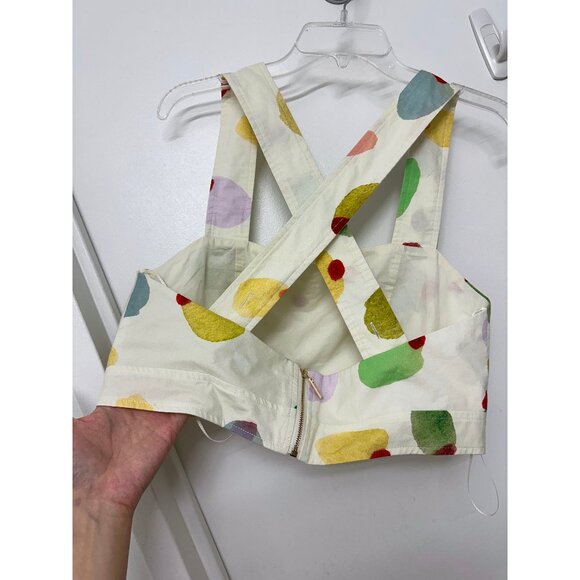 Rachel Antonoff Filthy Martini Olive Print Antonia Crop Top Dots Circles 12 - Picture 9 of 14